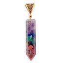 Seven Chakra Natural Crushed Stone Hexagon Column Necklace