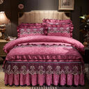Velvet Bed Skirt Four-piece Quilted Padded Cover Bedspread