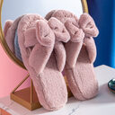 Bowknot Plush Slippers Cotton