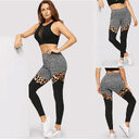 Grey And Black Plus Leopard Print Stitching Polyester