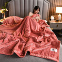 7D Carved Milk Fleece Blanket Thick Flannel Coral
