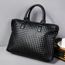 Men's Bag Leather Large Briefcase Hand Woven Luxury