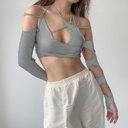 Halter Neck Strapless Sleeves Camisole Top