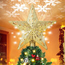 Christmas Tree Topper Star Lighted 3D Glitter Silver