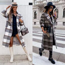 Checked Mid-length Coat Lapel Tie Woolen