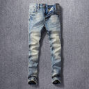 Retro Fashion Men's Jeans Made Old Washed Slightly