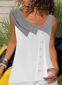 Irregular Color Blocking Shirt With Buttons Plus Size