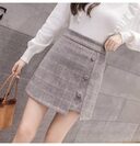 Plaid Skirt Women Irregular Woolen Short