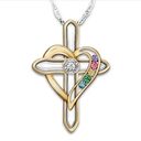 Cross Love Colorful Imitatio Gemstone Pendant Alloy Clavicle