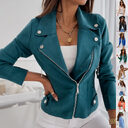 Zip-up Lapel Jacket With Pockets Ins Fashion Long