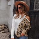 Sweater Leopard Pattern Stitching Top Waistcoat Long Sleeve