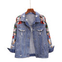 Loose Heavy Industry Embroidered Beaded Sequins Slimming Denim
