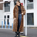 Faux Fur Leopard Print Rabbit Super Long Suit