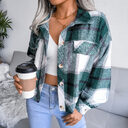 Women's Long Sleeve Plaid Coat Jacket