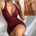 Sexy Deep V-neck Backless Suspender Dress INS Fashion