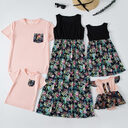 Fashion Waist Stitching Print Long Dress Parent-child Outfit