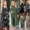 Women's Knitted Slim-fit Temperament Vest And Trousers Sports