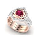 Exquisite Rose Gold Flower Ring Anniversary Proposal Jewelry