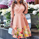 New Women's Printed Suit Tie Dress