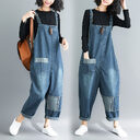 Casual Literary Women's Plus Size Denim Overalls