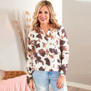 Cow Pattern Half Cardigan Long Sleeved Casual Loose
