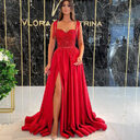 Women's Temperament Long Banquet Evening Dress Suspenders Sequined