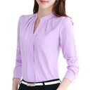 V-neck Long-sleeved Elegant Ladies Office Chiffon Shirt