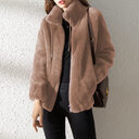 Double Faced Fleece Warm High Neck Sweater Women