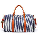 New Fashion Stripe Contrast Color and Leather Canvas