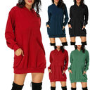Solid Color Hat Dress Sweater Loose Feature Long