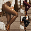 Women's High Waist Fashion Street Style Skinny Faux