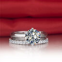 925 Silver Gold-plated Six-claw Ring With Moissanite Female