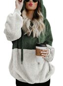 Women's Casual Round Neck Rope Hooded Stitching Sweater