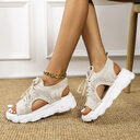 Lace-up Sandals Women Thick-bottomed Mesh Soft-sole Fashion Casual