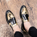 Men Casual Bright Pointed Toe British Small Leather
