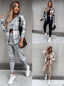 European And American Women's Autumn Winter Knitted 3-piece