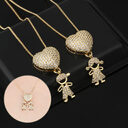 Fashion Jewelry Son Daughter Heart Gold Color Cubic