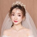 Veil Bride Wedding Dress Crown Three-piece Headdress Super