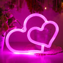 LED Neon USB Battery Powered Double Love Bedroom