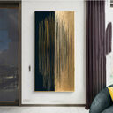 Modern Minimalist Abstract Black Gold Lines Canvas Painting