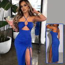 Sexy Halterneck Lace-up Split Dress Summer Y2K Fashion
