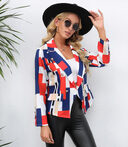 Ladies Fashion Print Lapel Small Blazer