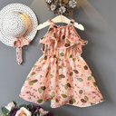 Kids Dress Girls Leaf Chiffon Sleeveless Holiday Bohemian