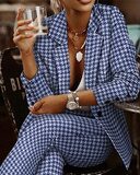 New Fashion Women's Plaid Slim Fit Lapel Suit