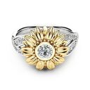 New gold-plated couple ring sunflower flower color separation