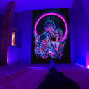 Fluorescent Tapestry UV Psychedelic Mushroom Wall Hung Hippie
