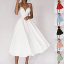 Sexy V-neck Suspender Dress Summer Fashion A-Line Long