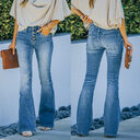 High Waist Bell Bottom Jeans Trendy Wear Washed