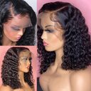 Front Lace Fluffy Black Medium Length Small Curly