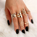 Leaf Crown Geometric Articulation Rings 6 Piece Combination